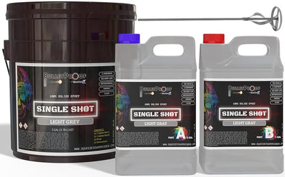 Bulletproof: Single Shot (Pre-Tinted) 100% Solids Epoxy - 3 Gallon Kit + Mixer - Light Gray image