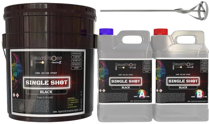 Bulletproof: Single Shot (Pre-Tinted) 100% Solids Epoxy - 3 Gallon Kit + Mixer - Black image