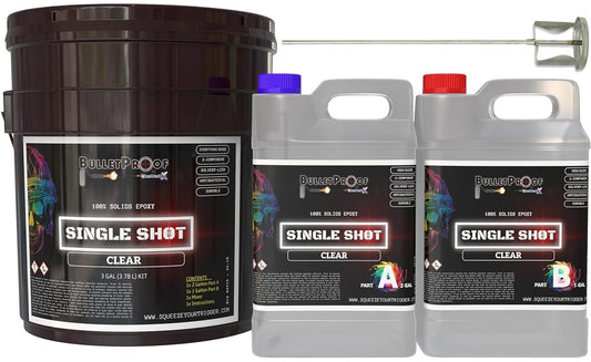 Bulletproof: Single Shot (Pre-Tinted) 100% Solids Epoxy - 3 Gallon Kit + Mixer image 0
