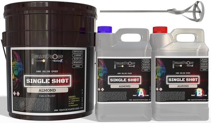 Bulletproof: Single Shot (Pre-Tinted) 100% Solids Epoxy - 3 Gallon Kit + Mixer - Almond image